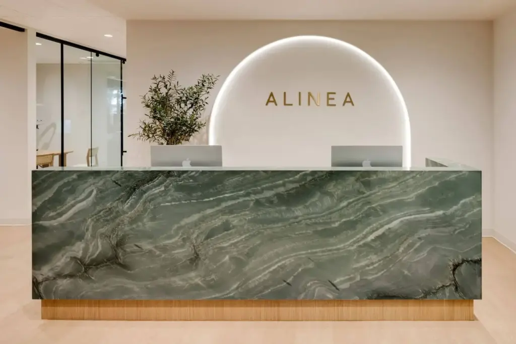 Reception desk at Alinea Orthodontics in Santa Monica